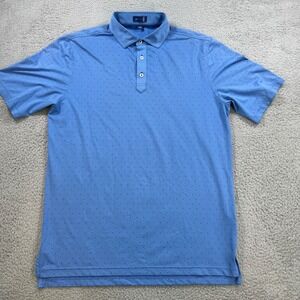 STITCH Mens‎ Golf Polo Shirt Blue Dot Pattern Short Sleeve Performance Size ML